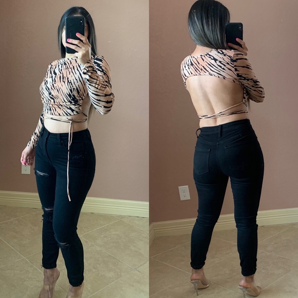 BRIANNA Open Back Top- brown - Picture 5 of 5